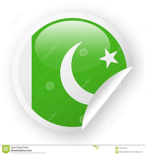 Pakistan Flag Vector Round Corner Paper Icon Stock