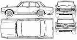 Datsun Skyline C10 Blueprints Door 1969 Gt Coupe Car sketch template