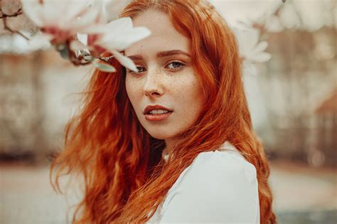 Wallpaper Face Portrait Women Outdoors Depth Of Field Redhead