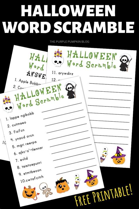 printable halloween word scrambles  solve