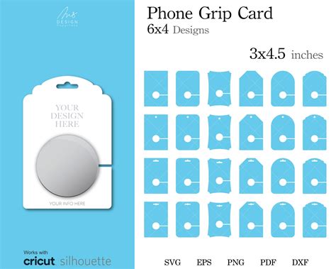 phone grip display card template svg phone grip packaging etsy