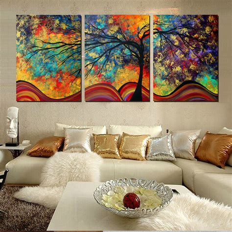 large wall art home decor abstract tree painting colorful
