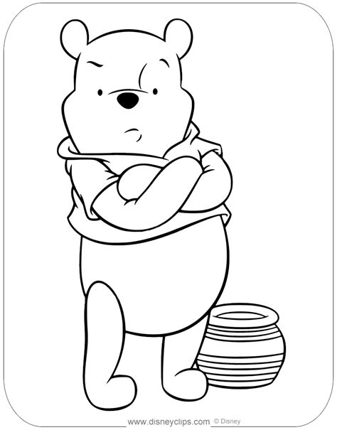 coloring page  winnie  pooh guarding  honey pot disney