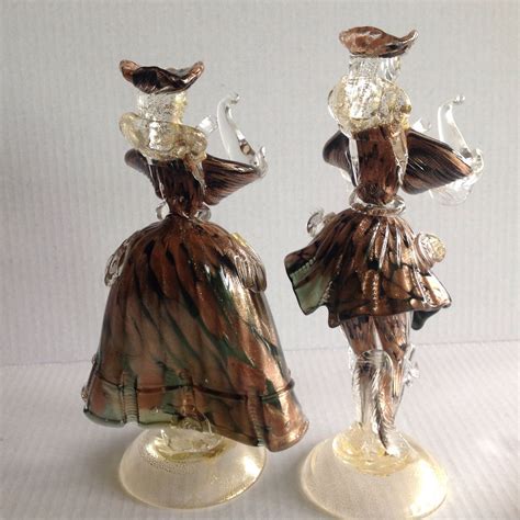 Vintage Murano Glass Aventurine Couple Figurines Of Man