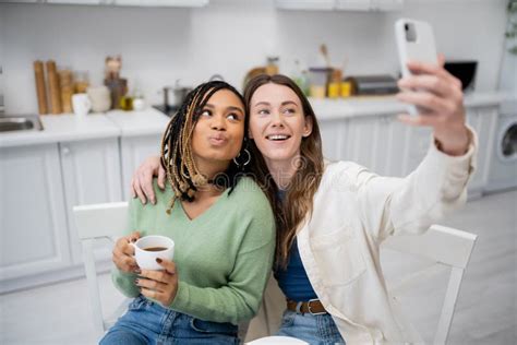 Lesbian African American Woman Taking Selfie Stock Image Image Of