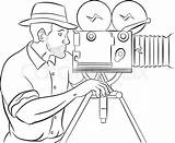 Camera Cameraman Film Drawing Movie Shooting Vintage Illustration Angles Drawings Stock Roll Cartoon Surveillance Man Animation Line Vector Shots Cinnamon sketch template