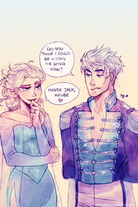 nope ┐ ￣ヮ￣ ┌ jelsa again elsa and an older jack frost the big four