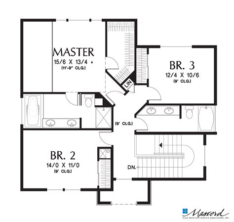 Upper Floor Plan Of Mascord Plan 22192a The Birstall Sloping Lot