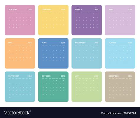 simple colorful universal calendar   vector image