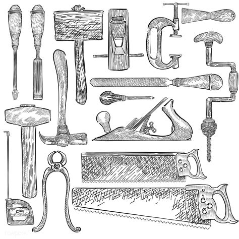illustration   set  carpenter tools  image  rawpixelcom