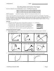 worksheet  position  time graphs      kinematics  describing motion