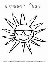 Coloring Sun Sunglasses Popular Wearing Summer sketch template