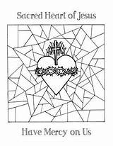 Sacred Heart Coloring Jesus Pages Glass Catholic Immaculate Mary Religious School Stained Crafts Mercy Template Kids Sheets Printables Anima Christi sketch template