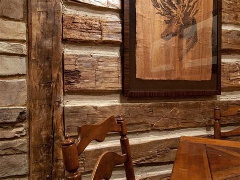 faux log cabin wall  wood  chinkingwe     office romanticcabins