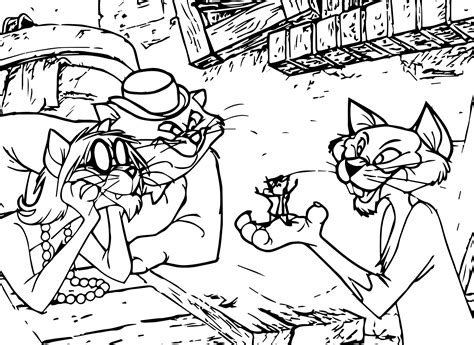disney  aristocats mouse  cats scene coloring page