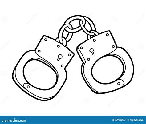coloring book handcuffs stock vector illustration  education