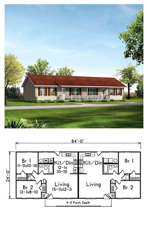 ranch style multi family plan    bed  bath family house plans duplex house plans