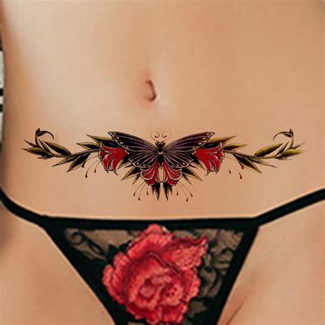 butterfly chains leaves peony totem temporary tattoo