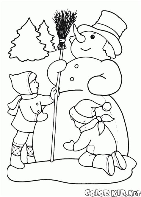 coloring page snowmans hat