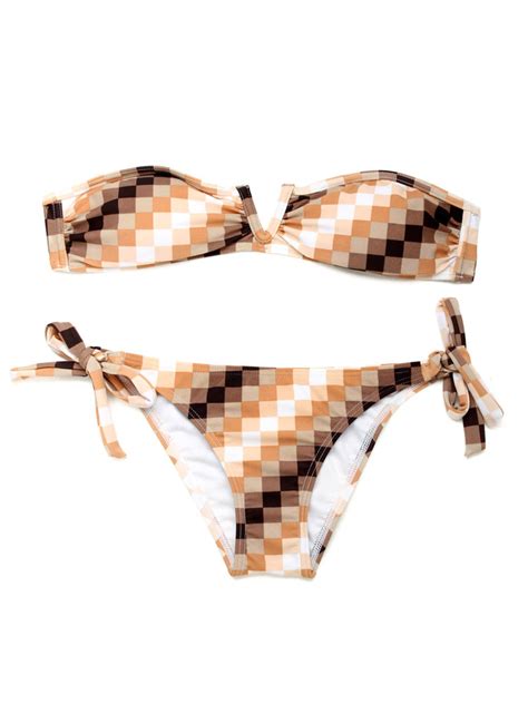 strapless mosaic print nylon women s sexy bikini set