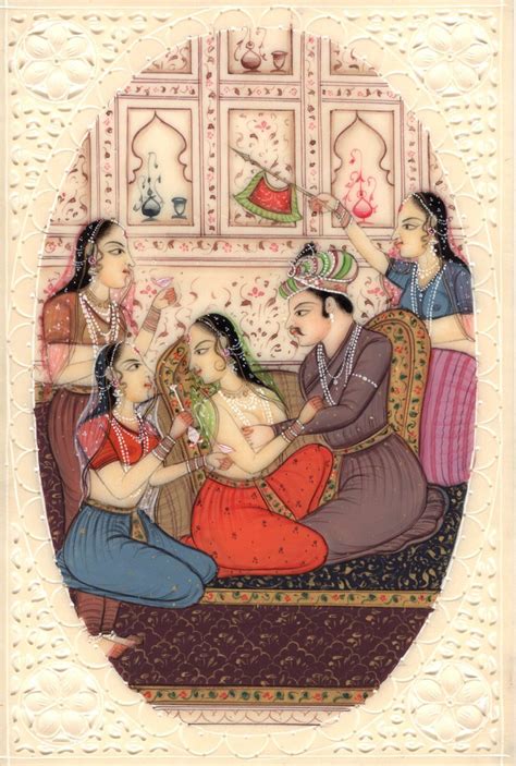 Indian Mogul Empire Miniature Painting Handmade Watercolor