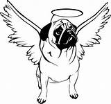Pug Coloring Pages Cute Angel Drawing Baby Puppy Outline Print Printable Clipart Dog Pugs Perro Dogs Tattoo Vector Clip Mops sketch template
