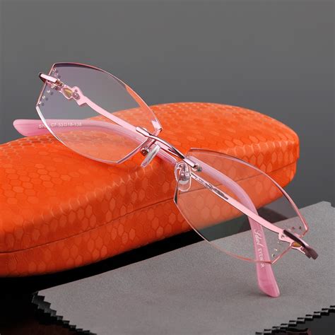 luxury eyeglasses rimless women s pink readers presbyopic eye glasses
