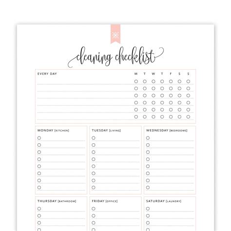 Editable Cleaning Checklist Printable Daily Weekly Cleaning Off 11340