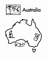 Australia Coloring Map Continent Continents Kids Pages Australian Printable Geography Color Colouring Asia Africa Outline Globe Flag Seven Kindergarten Getcolorings sketch template