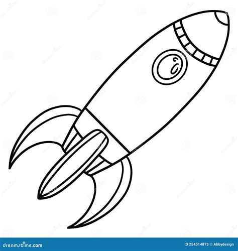 rocket ship isolated coloring page  kids stock vector illustration