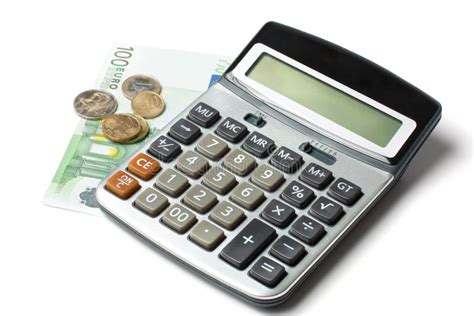 calculator coins    euro bill stock image image  banking coins
