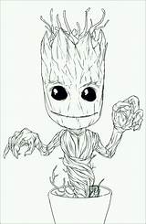 Groot Coloring Drawing Baby Pages Color Getdrawings sketch template