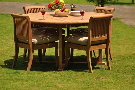 teak dining set  seater  pc   table   giva armless chairs outdoor patio grade