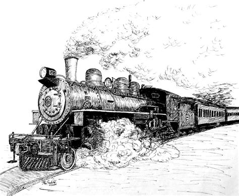 steam train  drawing  ron enderland pixels