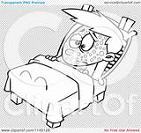 Bed Sick Resting Cartoon Coloring Measles Boy Transparent Outlined Clipart Vector Background Toonaday Illustration sketch template