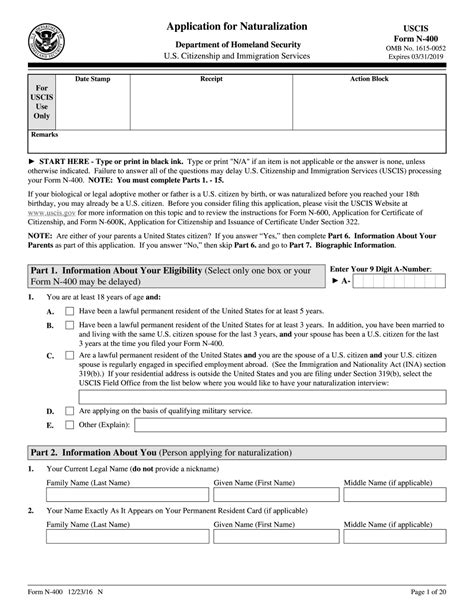Form N 400 Us Citizenship Application Fill Online Sample For
