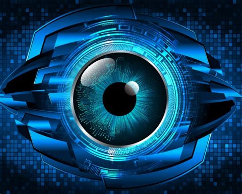 Fondo De Tecnología Futura De Circuito Azul Cyber Eye Vector Premium