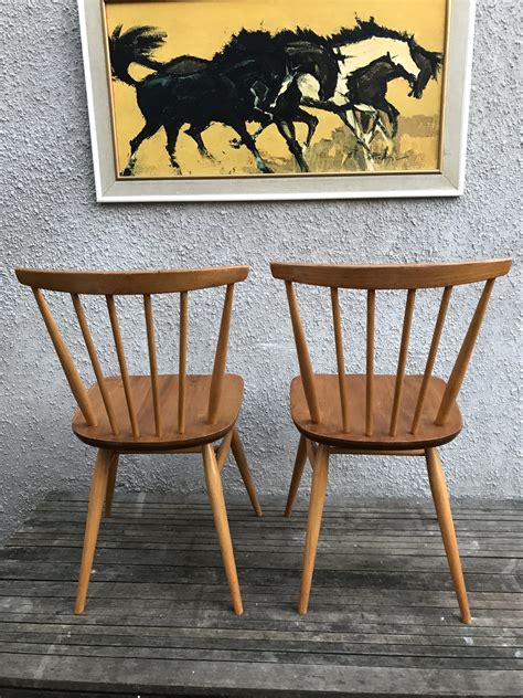 2 X Vintage Retro Blonde Ercol All Purpose Chairs 391 – Pavement Vintage