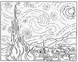 Starry Gogh Blank Sternennacht Masterpiece Galt Sponge étoilée Desenhos Notte Stellata Colorir Playroom Estética Quadri Gough Mummythatsme Coloringhome Malvorlage Adulti sketch template