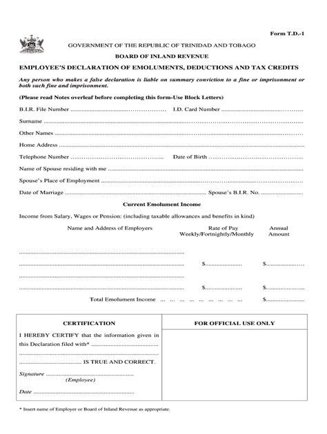 printable td1 form fill out and sign printable pdf template signnow