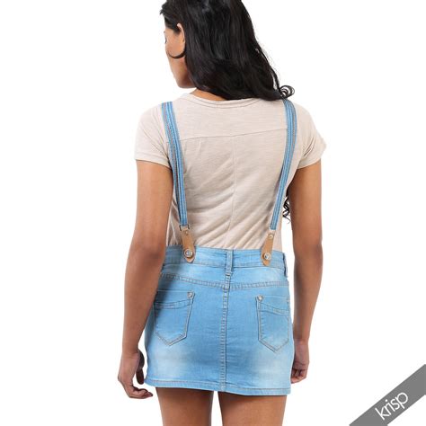 womens denim skinny stretch jeans dungaree mini dress shorts playsuit