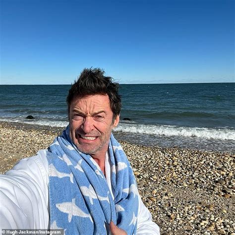 Hugh Jackman Strips Off For A Plunge In The Ocean As The Temperature