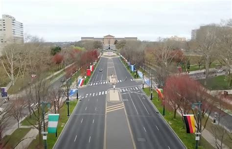 drone video shows  empty philadelphia