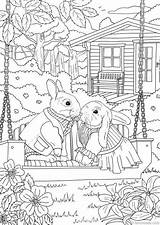 Coloring Rabbits Ostern Favoreads Malvorlagen Ausmalen épinglé Stress Magique Lapin Zeichnungen Osterhase Osternest Blumen Buntstifte Salvo sketch template