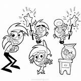 Padrinos Fairly Magicos Oddparents Timmy Cosmo Wanda Chin Xcolorings Jimmy sketch template