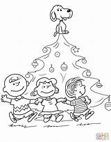 Christmas Snoopy Coloring Drawing Printable Tree Getdrawings sketch template