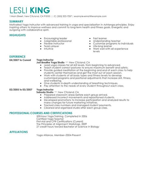 unforgettable yoga instructor resume examples to stand out myperfectresume