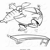Coloring Board Diving Pages Cartoon Template Jumping Elephant sketch template