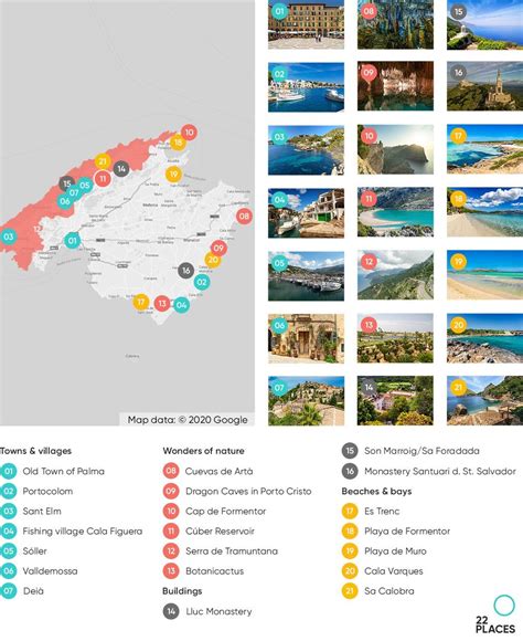 mallorca  highlights sightseeing map