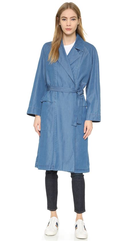 Lyst M I H Jeans Carmel Trench Coat In Blue